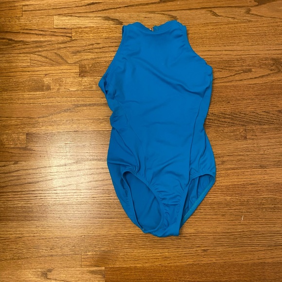 Blue green high neck leotard - LOOK AT PHOTOS FOR REAL COLOR - Picture 2 of 4